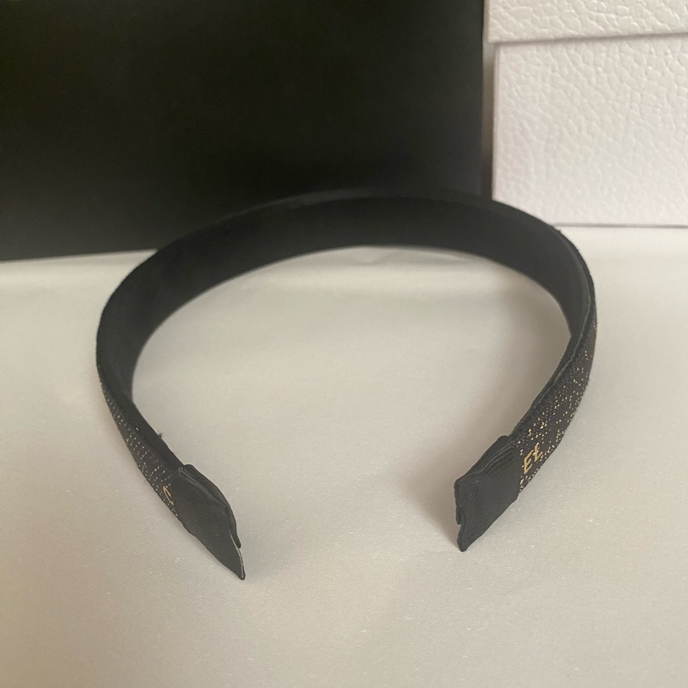 CHANEL Black & Gold Ribbon Headband - Picture 3 of 5